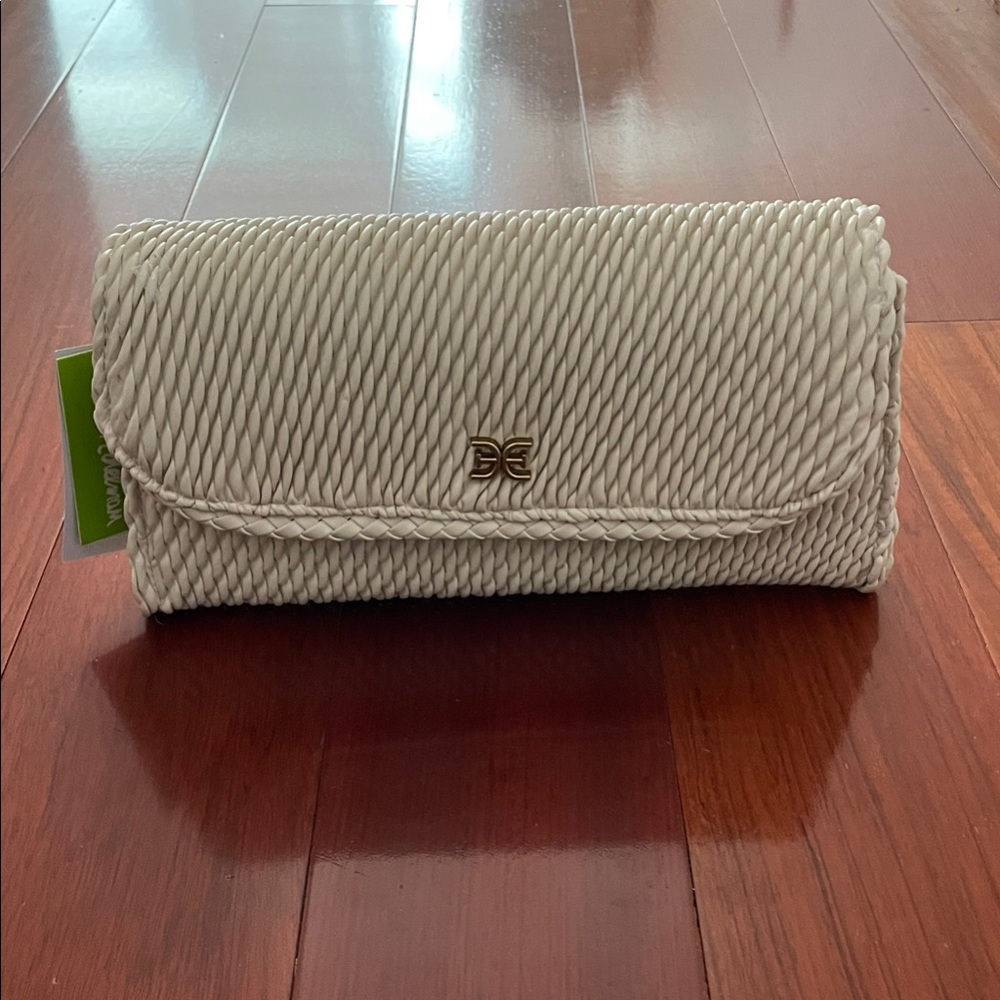 Brand New Sam Edelman Cream Woven Clutch Bag